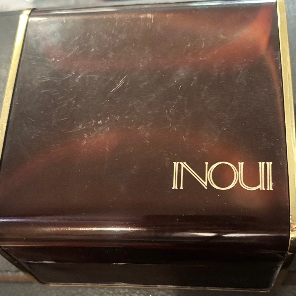 Vtg Shiseido Inoui Powder EMPTY Tortoise Shell Case, Puff, In orig. box Japan